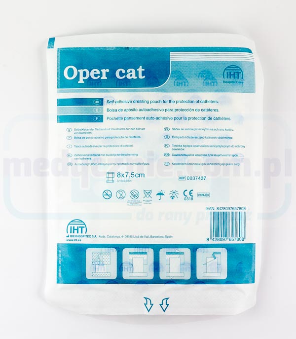 Пов'язка Oper Cat classic 8*7,5 см з кишенею для фіксації катетерів (версія з нетканого матеріалу)